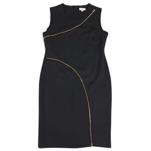 NWT Calvin Klein Neoprene Sheath Dress with Zipper Detail Black Womens Plus 14